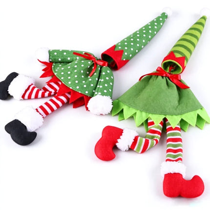 4Pcs Christmas Santa Hat Bottle Toppers Wine Bottle Cover Xmas Table Decor