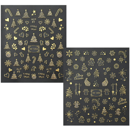 2X Christmas Gold Nail Art Stickers Self Adhesive Decals Manicure Decor