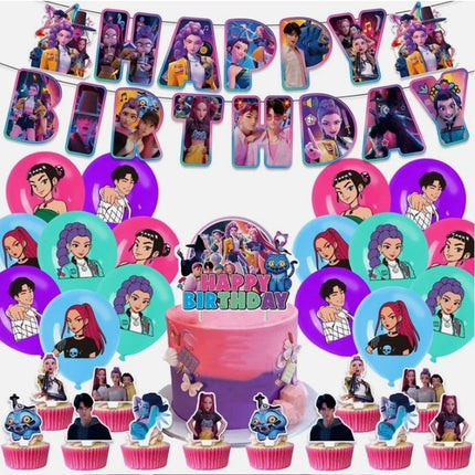 KPop Demon Hunters Party Supplies Banner Balloons Cake Toppers Decor Set