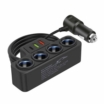 4 Way 12V 24V Car USB Charger Splitter Cigarette Lighter Power Adapter