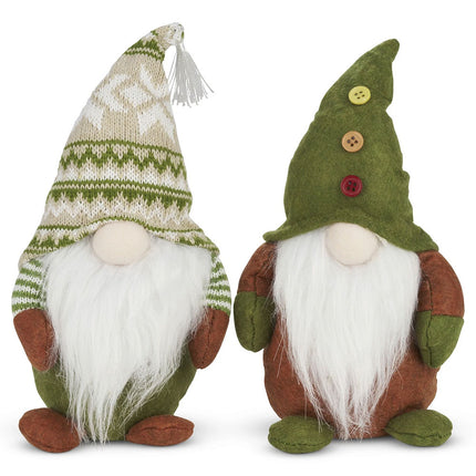 Christmas Gonks Set of 2, Fluffy Bearded Festive Gnome Table Decor