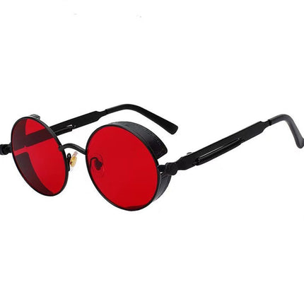Classic Steampunk Sunglasses for Men Women Retro Round Metal Frame