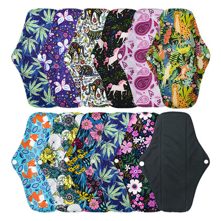 7Pcs Mixed Reusable Bamboo Cloth Eco Sanitary Towels Period Pads