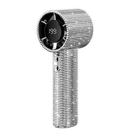 S5 Full White Diamond Handheld LED Turbo Fan 199 Gears Mini Personal Fan