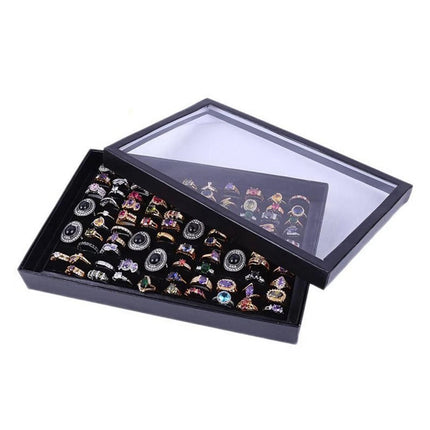 100-Slot Jewelry Ring Earring Storage Box Display Organizer Tray, No Rings