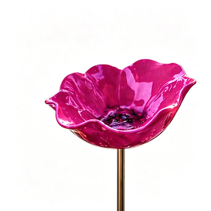 Iron Bird Bath & Feeder Garden Stake, Outdoor Decor, Metal Flower, 15cm