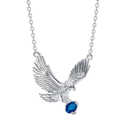 Flying Eagle Pendant Necklace in Silver Plated Blue for European Women