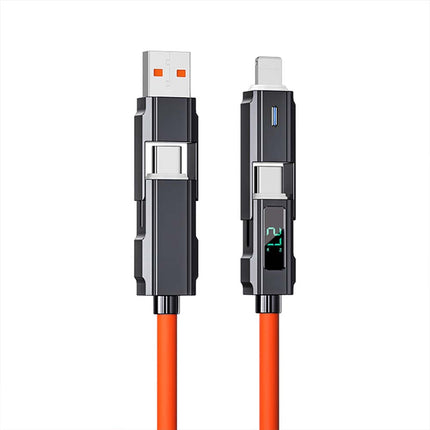 4-in-1 USB C Cable with Digital Display, 100W PD Fast Charging for iPhone & Android