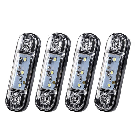 4X 3LED CLEARANCE LIGHTS SIDE MARKER LAMP WHITE TRAILER TRUCK CARAVAN 12V/24V