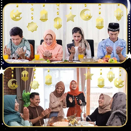 Eid Mubarak 8x Hanging Pendant Ramadan Muslim Party Streamer Banner