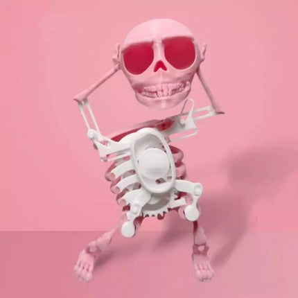 3D Dancing Skeleton Toy, Clockwork Spring Self-Moving Swinging Bobblehead
