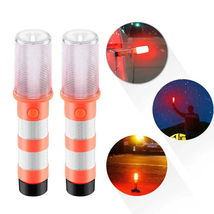 2PCS LED Car Emergency Warning Light, Roadside Safety Flash Flare Strobe