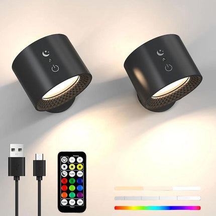 Rechargeable RGB LED Wall Sconce Light Magnetic Mount Remote
