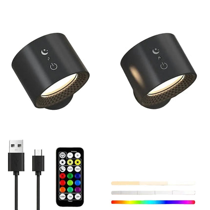 Rechargeable RGB LED Wall Sconce Light Magnetic Mount Remote