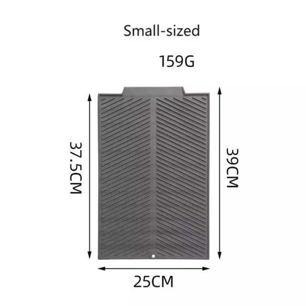 Kitchen Silicone Dish Drying Mat, Grey Draining Tray for Sink