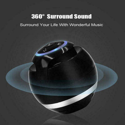 Portable Bluetooth Sphere Speaker, Mini LED Light, Outdoor USB Rechargeable