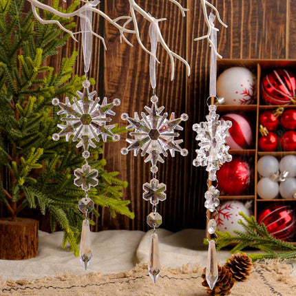 18X Crystal Christmas Ornaments Tree Hanging Snowflake Icicle Pendant Decor