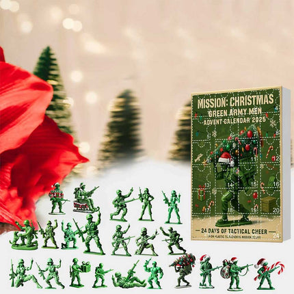 24 Day Christmas Countdown Advent Calendar Green Army Men Toy Gift