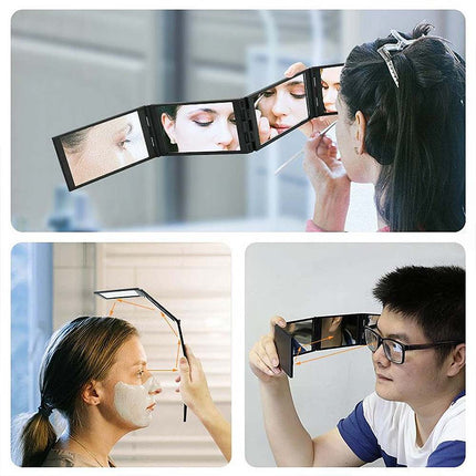 Adjustable 4-Way Mirror for Self Haircut, 360° Four-Fold DIY Tool