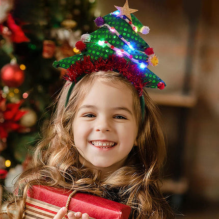 Christmas Tree Light Up Headband Xmas Headdress Hair Accessories