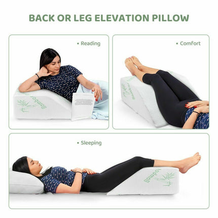 Cool Gel Memory Foam Wedge Elevation Pillow – Leg Raiser Support Cushion