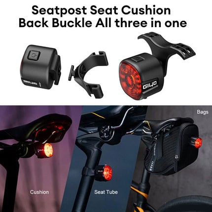 Mountain Bike LED Brake Tail Light, USB Rechargeable Rear Bicycle Light