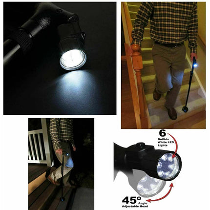 Adjustable Folding Walking Stick with LED Light and Comfortable Strap