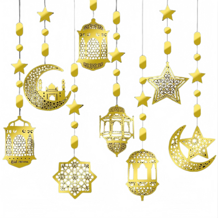 Eid Mubarak 8x Hanging Pendant Ramadan Muslim Party Streamer Banner