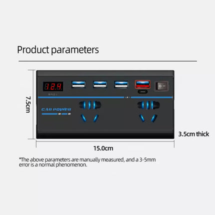 12V to 240V 200W Car Inverter 4 USB Ports AC Converter Vehicle Charger