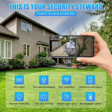 Wireless Smart Doorbell with WiFi Tuya Security Camera Phone Ring Alert