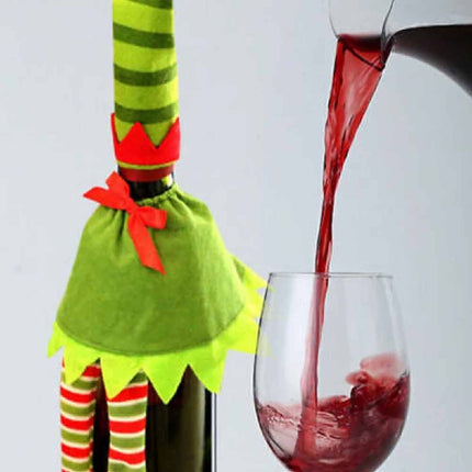 4Pcs Christmas Santa Hat Bottle Toppers Wine Bottle Cover Xmas Table Decor