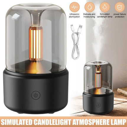 Vintage Black USB Plug-In Candlelight Aroma Diffuser Humidifier 120ml