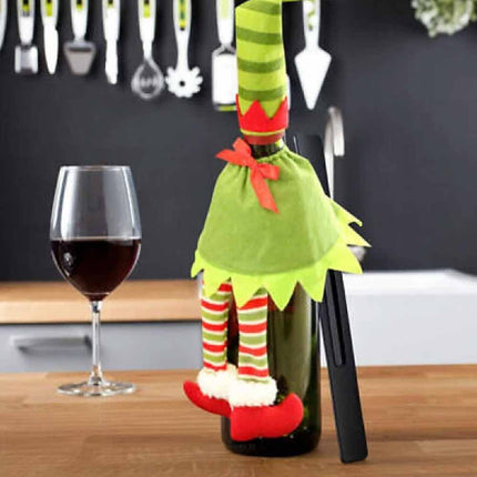 4Pcs Christmas Santa Hat Bottle Toppers Wine Bottle Cover Xmas Table Decor