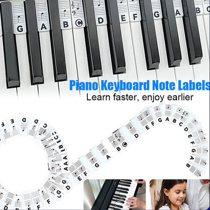 Silicone Reusable Piano Note Stickers for 88-Key Keyboard