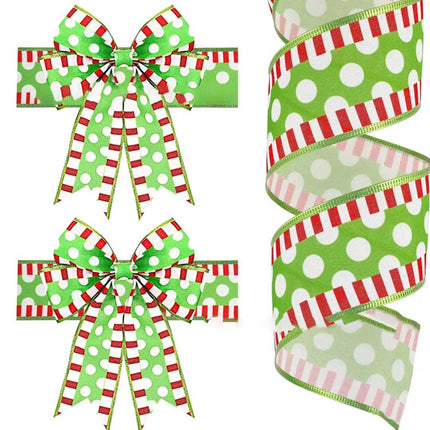 4pcs Christmas Wired Ribbon 2.5In 20Yards for Wreaths Bows DIY