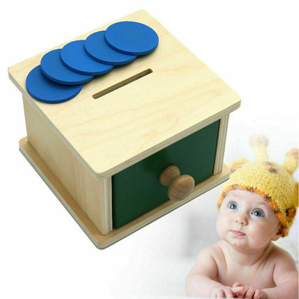 Wooden Object Permanence Box Coin Ball Toy Educational Early Learning