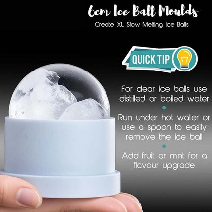 4X Large Silicone Ice Ball Maker Tray, Big Sphere Mold for Whiskey