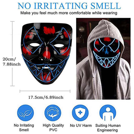 Halloween LED Purge Mask Glow in Dark Light Up Costume Scary Rave Cosplay