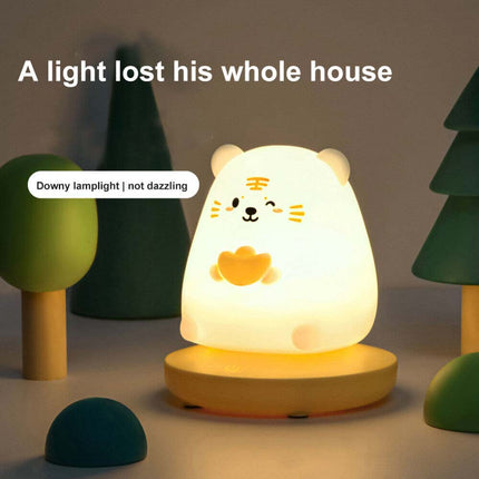 LED Animal Night Light Silicone Rechargeable Bedside Lamp for Gift