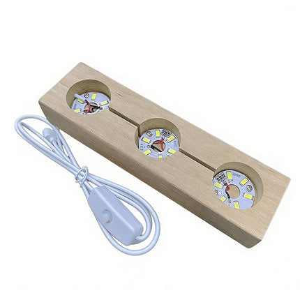 Wooden X Crystal Holder with 3 White LED Lights, Light Up Display