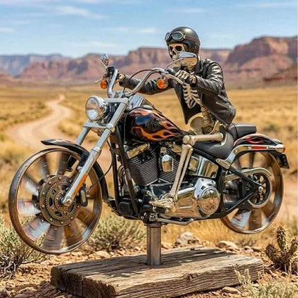 Motorcycle Wind Spinner Yard Garden Biker Windmill Rotating Wheels Flat 2D