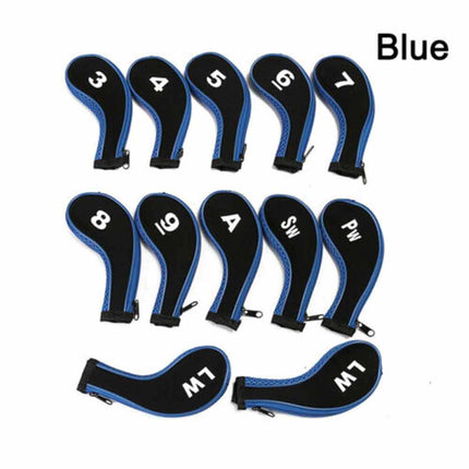12 Pack Golf Iron Head Covers, Neoprene Long Neck Zipper 3-9 A SW PW LW