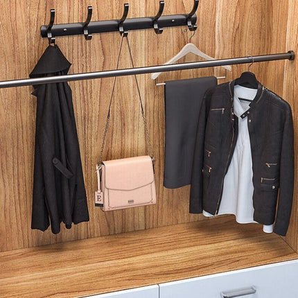 6 Hook Aluminum Wall Mount Hanger Coat Clothes Key Holder Door Rack
