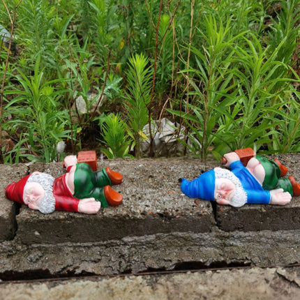 Funny Drunk Dwarf Garden Gnome Statue Rude Passed Out Patio Ornament