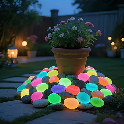 200PCS Glow in the Dark Garden Stones Luminous Outdoor Decoration Gifts