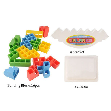 16PCS Tetra Tower Stacking Blocks Game with Holder Balance Puzzle Gift