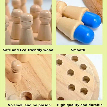 Wooden Memory Match Stick Chess Game Board Puzzle Montessori Toy