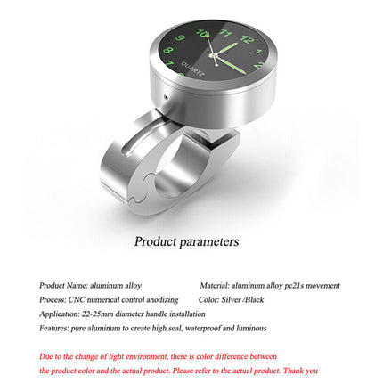 Waterproof Glow-in-the-Dark Motorcycle Bike Clock Handlebar Mount