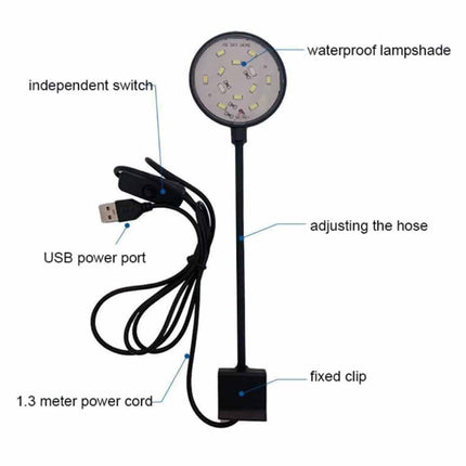 LED 5W Aquarium Light Fish Tank Plants Grow Light Clip On Lamp