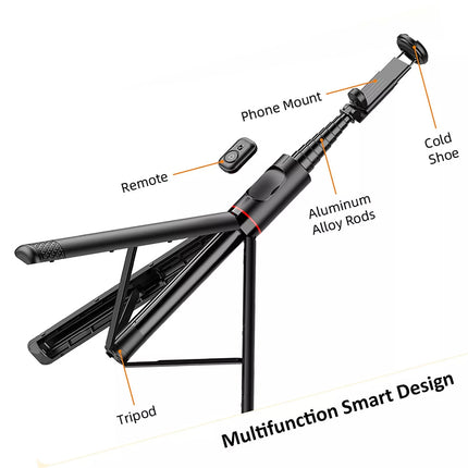 72" Selfie Stick Tripod 360 Rotation Remote Cold Shoe Mount Phone Stand